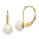 14K Yellow Gold 6-7mm White Button Freshwater Cultured Pearl Leverback Earrings