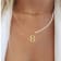 14K Gold Over Brass Initial Pearl Simulant Link Chain Necklace Letter B