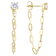 CZ Stud Chain Earrings In 18K Gold Over Sterling Silver