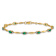 10k Rhodium Over Yellow Gold Diamond and Oval Emerald Bracelet
