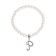 White Faux Pearl Bead Initial Charm Stretch Bracelet