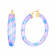 14K Yellow Gold Over Sterling Silver Painted Hoops in Purple and Blue Stripe