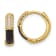Sterling Silver Gold-tone Black Enamel CZ Hoop Earrings