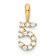 14k Yellow Gold Diamond Number 5 Pendant