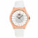 Jivago Women's Fun Gray Dial, White Satin Leather Strap Watch