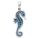 Rhodium Over Sterling Silver Polished 3D Enameled Blue Seahorse Pendant