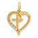 14k Yellow Gold Polished Cubic Zirconia Open Heart with Cross Pendant