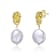 Coin-Shaped Freshwater Pearl Drop Earrings In 14K Gold Over Sterling Silver