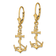 14k Yellow Gold 3D Textured Anchor with Shackle and Entwined Rope Dangle Earrings
