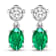 1.12ctw 14K White Gold  Zambian Green Emerald and White Diamond Halo Earrings