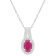 6x4mm Oval Ruby 1/8 ctw Diamond Rhodium Over Sterling Silver Halo
Pendant with Chain