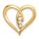 14k Yellow Gold Diamond Polished Heart Chain Slide Pendant