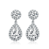 Pear Shape CZ Halo Drop Earrings In Sterling Silver