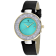 Christian Van Sant Women's Dazzle Teal Dial, Black Leather Strap Watch