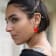 14K Yellow Gold Over Sterling Silver Mini Gold Leaf Acrylic Hoops in
Carnelian Red