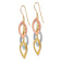 14k Tri-color Gold Diamond-cut Tear Drop Dangle Earrings