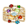 Multi-Gemstone Multi-Row Band Ring In 18K Gold Over Sterling Silver 1.93ctw