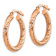 14k Rose Gold 7/8" Polished and Diamond-Cut Round Hoop Earrings