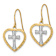 14k Two-tone Textured Cross in Heart Dangle Earrings