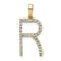 14K Yellow Gold Diamond Letter R Initial Pendant