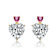 Ruby Color CZ Two-Stone Heart Drop Earrings In 14K Gold Over Sterling Silver