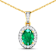 1.0ctw 14K Yellow Gold Zambian Emerald and White Diamond Pendant with 18
inch Cable Chain
