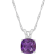 8mm Cushion Amethyst Rhodium Over Sterling Silver Pendant With Chain
