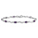 Rhodium Over 10k White Gold Diamond and Amethyst Bracelet