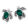 Rhodium Over Sterling Silver Antiqued Crystal May Birthstone Turtle Earrings