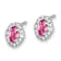 Rhodium Over 14K White Gold Diamond and Cabochon Pink Tourmaline Earrings
