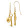 14k Yellow Gold Puff Heart Lock and Key Dangle Earrings