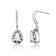 CZ Teardrop Halo Drop Earrings In Sterling Silver