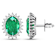 2.0ctw 14K White Gold  Zambian Green Emerald and White Diamond Halo Earrings