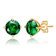 Emerald Color CZ Stud Earrings In 14K Gold Over Brass