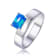 Lab Created Blue Opal Rhodium Over Sterling Silver Offset Ring Blue Opal Ring