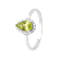 Pear Shape Peridot with Moissanite Accents Rhodium Over Sterling Silver Ring