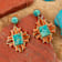 Barse Jewelry Composite Turquoise With Opal & Coral Gold Tone Santa
Fe Cross Dangle Earrings