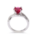 Red Lab Created Ruby with Moissanite Accent Rhodium Over Sterling Silver Ring