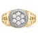 10K Two-tone Yellow and White Gold Men's Cubic Zirconia Cluster Ring