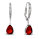 Ruby Color CZ Teardrop Drop Earrings In Sterling Silver
