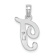 Rhodium Over 14k White Gold Polished Script Letter T Initial Pendant
