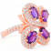 6x4mm Oval Amethyst and White CZ 18K Rose Gold Over Sterling Silver
Ring, 1.50ctw