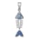 Rhodium Over Sterling Silver Moveable Blue Crystal Bonefish Pendant