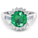 3.33ctw Green Emerald and Diamond 14K White Gold Halo Ring