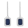 6x4mm Emerald Cut Sapphire 1/3 ctw Diamond Rhodium Over Sterling Silver
Halo Dangle Earrings