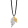 Sterling Silver and 24k Yellow Gold Dipped Double Evergreen Leaf Necklace