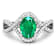 1.24ctw Green Emerald and Diamond 14K White Gold Halo Ring