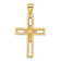 14k Yellow Gold Beaded Textured and Polished Double Cross Pendant