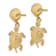 14k Yellow Gold Textured Shell and Sea Turtle Dangle Earrings