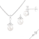 6-7mm Button White Freshwater Pearl and CZ Rhodium Over Sterling Earring
and Pendant W/Chain Set